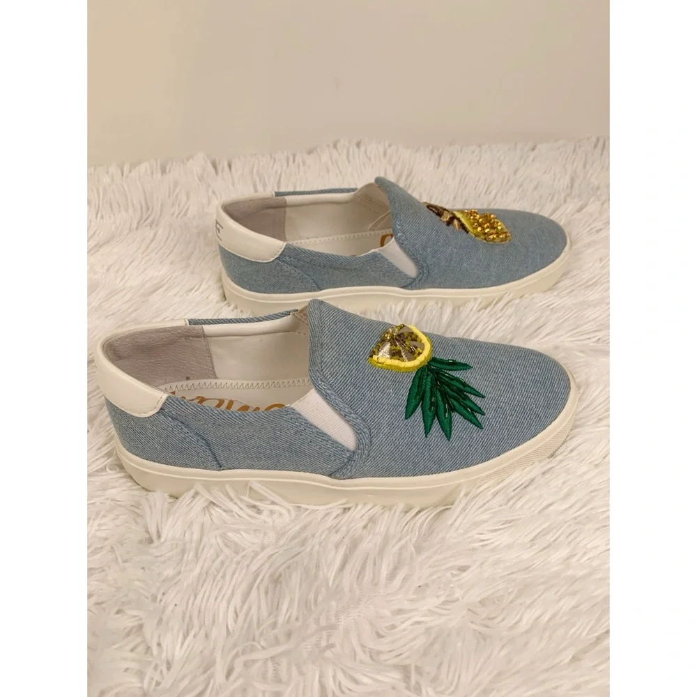 Sam Edelman Embroidered Denim Slip-On Sneakers - Picture 6 of 10
